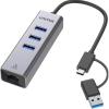 Unitek 4-in-1 USB Multi-Port Hub with 2-in-1 Connectors (USB-C & USB-A) - Space Grey Includes 3x USB-A 3.0 Ports - 1x Gigabit Ethernet RJ45 Port - Plug & Play - AluminiumIn Alloy Housing Unitek 4-in-1 USB Multi-Port Hub with 2-in-1 Connectors (USB-C & USB-A) - Space Grey Includes 3x USB-A 3.0 Ports - 1x Gigabit Ethernet RJ45 Port - Plug & Play - AluminiumIn Alloy Housing