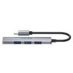 Unitek 4-in-1 USB Multi-Port Ultra Slim Hub with USB-C Connector - Space Grey 1x USB 3.0 Port & 3x USB 2.0 Ports - 30cm Cable
