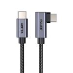 Unitek C14123BK-1M USB 3.0 USB-C Cable - 1m - Space Grey Right Angled 90 Degree - Up to 100W PD Fast Charging - Up to 480Mbps - Aluminium Alloy