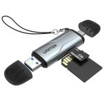 Unitek 2-in-1 SD 3.0 Card Reader - Space Grey Dual USB-A & USB-C Connectors - Supports 5Gbps Fast TrasferSpeed - Plug & Play - Alluminium Alloy Body