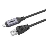 Unitek C18148AGY01-2M Thunderbolt 3/4 USB-C to RJ45 Cable - 2m Up to 1Gbps - Plug & Play - Supports 1000/100/10 Mbps - Connects to Router / Modem / Network Switch
