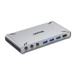 Unitek D1118A  USB-C 10Gbps HDMI Split Screen KVM Switch. Data Intercopy. Shares 1 HDMI 4K 30&5USB-APorts for Enhanced Connectivity. 5V2A with USB-C connector (1.5m Cable), Aluminium Alloy/Space Grey.