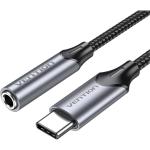 Vention BGMHF  USB-C Male to 3.5MM Earphone Jack With DAC Adapter 1M Gray Aluminum Alloy Type