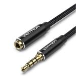 Vention BHCBH 3.5mm TRRS Male to 3.5mm Female Extension Cable - 2m - Black Cotton braided - Aluminum Alloy