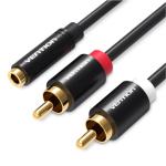 Vention VAB-R01-B200 3.5mm Female to Dual RCA Male Audio Cable - 2m - Black Metal type