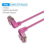 Vention IBOPI Cat6A UTP Patch Cable - 3m - Pink Rotate Right Angle - Slim Type