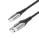 Vention CODHF 3A USB-A to USB-C Cable - 1m - Gray USB 2.0 - Cotton Braided - Aluminum Alloy
