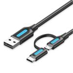 Vention CQDBH 3A USB-A to Micro-B / USB-C Cable - 2m - Black USB 2.0 - 2-in-1