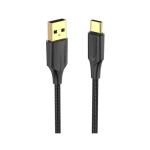 Vention CTFBH-SCB 3A USB-A to USB-C Cable - 2m - Black USB 2.0 - Nylon Braided - LED Indicator