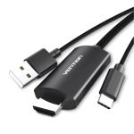 Vention CGTBG USB-C to HDMI Cable - 1.5m - Black USB Power Supply - Metal Type