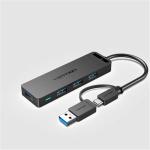 Vention CHTBB  4-Port USB 3.0 Hub with USB-C & USB 3.0 2-in-1 Interface and Power Supply 0.15M ABSType