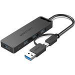 Vention 5-in-1 USB 3.0 Hub with USB-C & USB 3.0 4 Port USB 3.0 - 2-in-1 Interface & Power Supply - 0.15m - ABSType