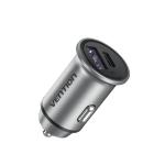 Vention FFFH0  Two-Port USB A+C(30+30) Car Charger Gray Mini Style Aluminium Alloy Type