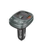 Vention FFLB0  3-Port USB (C + A + A) Car Charger with FM Transmitter (30W/18W/5W) Black ABS Type