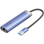 Vention 5-in-1 USB 3.0 Hub - Blue Aluminum Alloy Type 3x USB 3.0 / RJ45 / USB-C - 0.15m