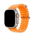 49mm/46mm/45mm/44mm - Orange Silicone Ripple Strap for Apple Watch , Compatible with Apple Watch Ultra 1&2, Series 10/9/8/7/6/SE/5/4/3/2/1