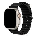 42mm/41mm/40mm/38mm - Black Silicone Ripple Strap for Apple Watch , Compatible with Series 10/9/8/7/6/SE/5/4/3/2/1
