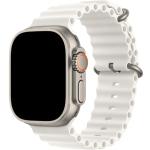 49mm/46mm/45mm/44mm - White Silicone Ripple Strap for Apple Watch - Compatible with Apple Watch Ultra 1 & 2, Series 10/9/8/7/6/SE/5/4/3/2/1