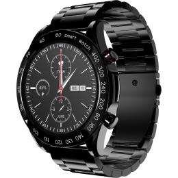 Hifuture FutureGo Pro Smart Watch - Black Stainless Steel Body - 1.32" Display - Up to 20 Days Battery Life - Heart Rate, Sleep, & Blood Oxygen Monitoring - IP68 Water Resistance
