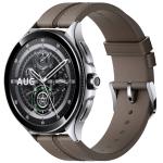 Xiaomi Watch 2 Pro - Silver Stainless Steel with Brown Leather Strap - Powered By Google Wear OS - 1.43" AMOLED Display - 5-system dual-band GPS - Up to 65 Hour Battery Life - 5ATM Water Resistance - Sleep and Health Tracking