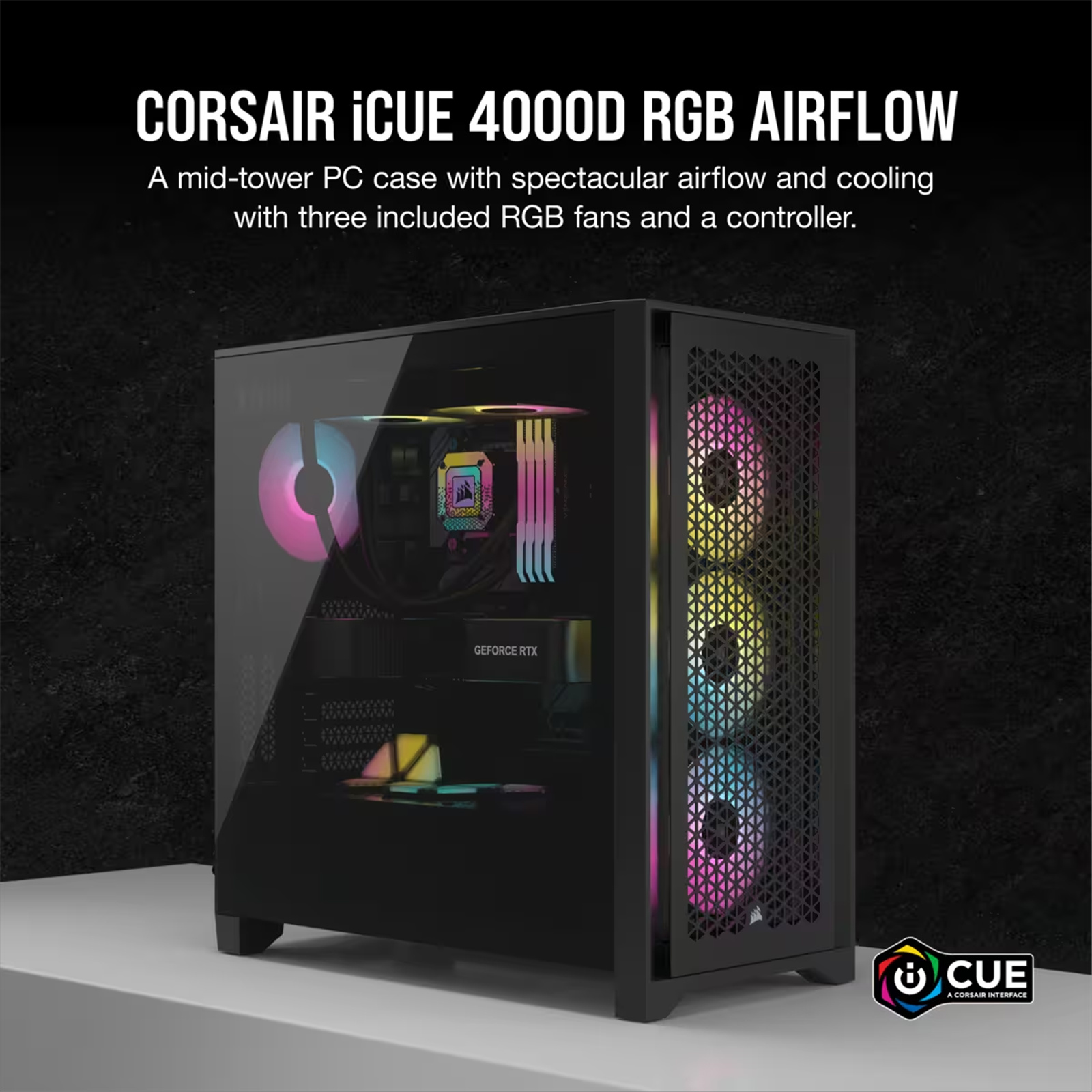 Implement ~ side Pub Buy the Corsair iCUE 4000D RGB Airflow Black ATX MidTower Gaming Case  Tempered... ( CC-9011240-WW ) online - PBTech.com