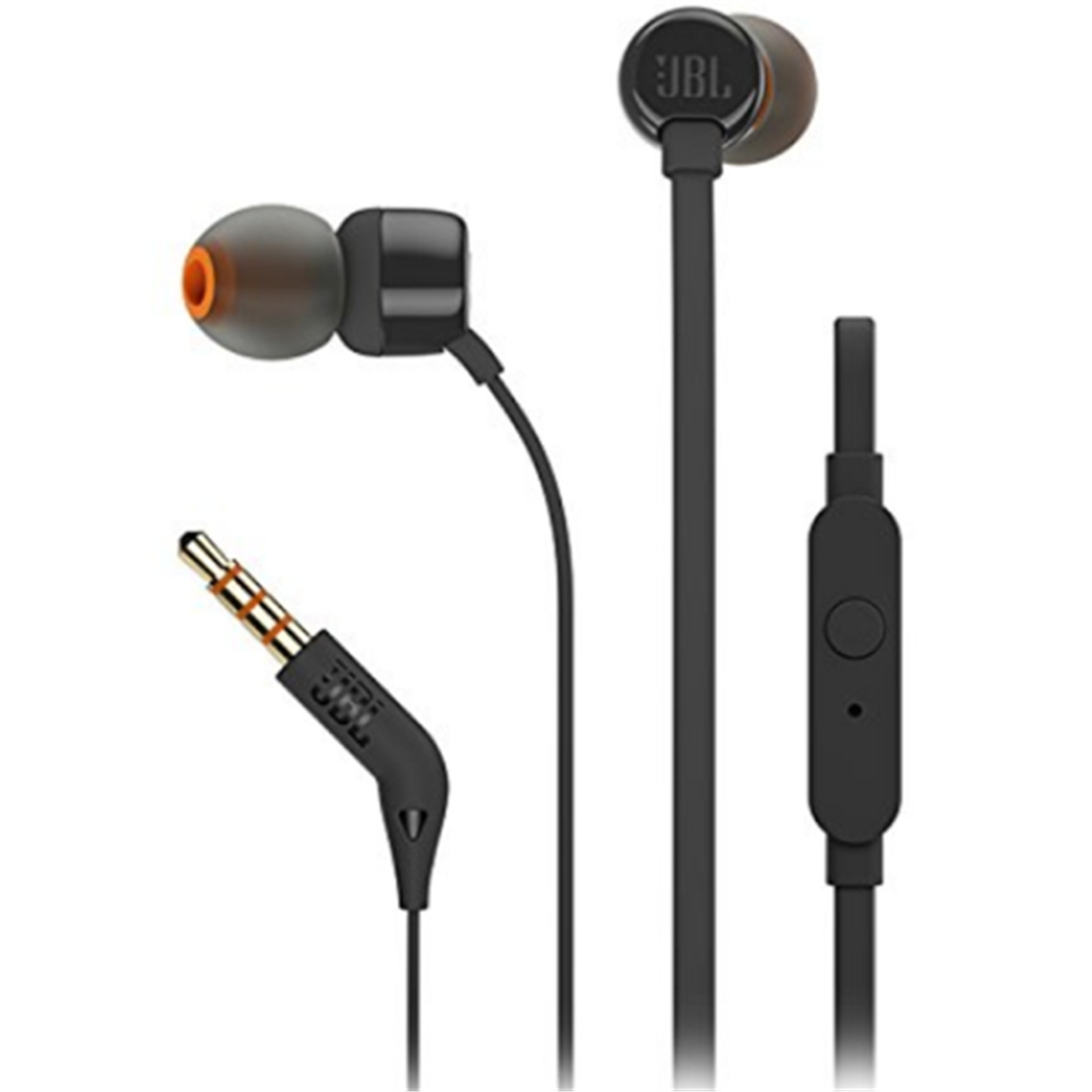 Buy the JBL Tune T110 In-Ear Headphones with Mic - Black - JBL Pure Bass  Sound ( JBLT110BLK ) online - PBTech.com