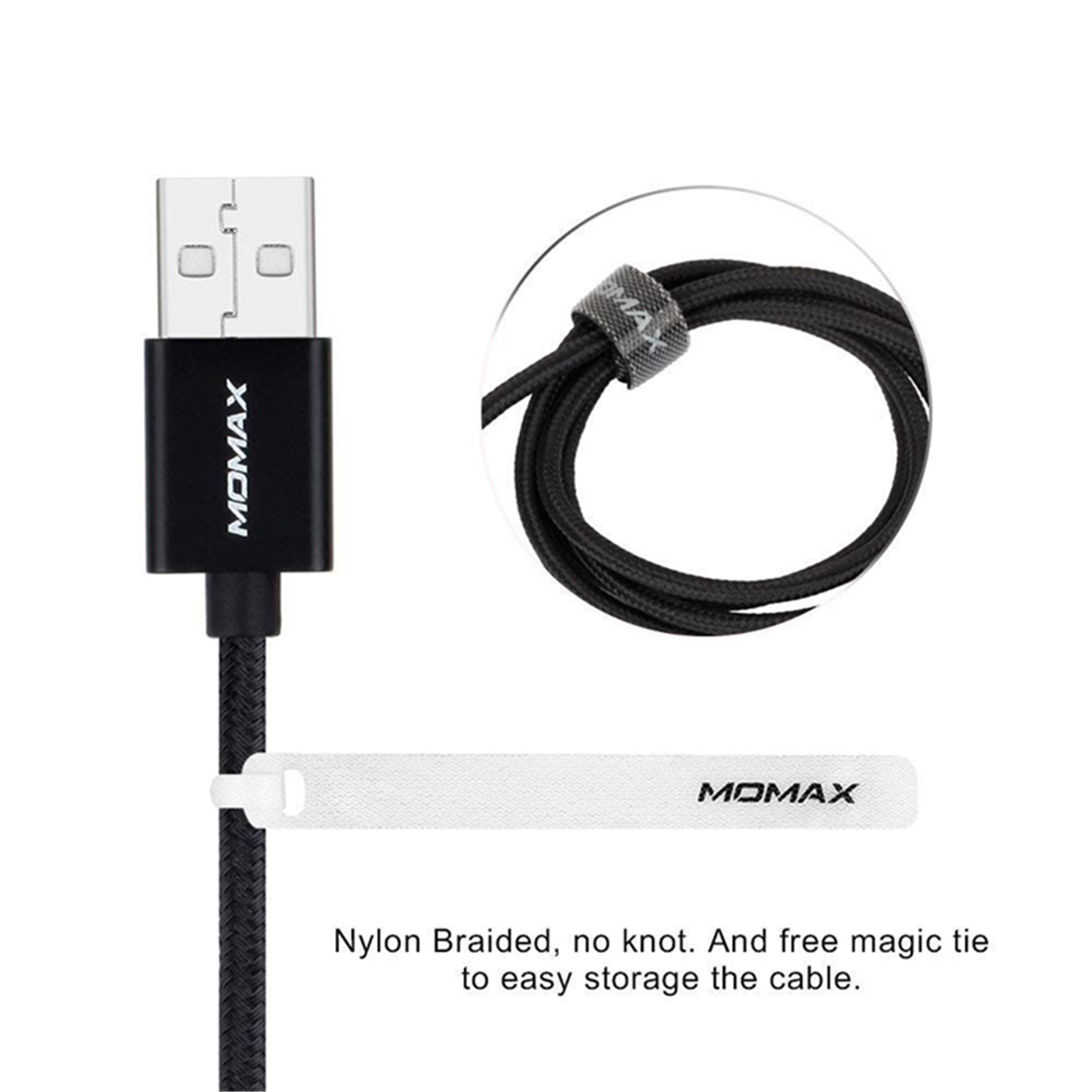 Buy the Momax 1m 3-in-1 Nylon Braided Charging Cable Black, (USB-A to  Micro ( DX1D ) online 