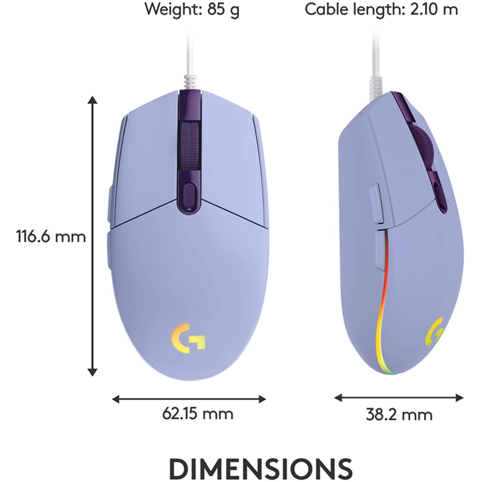 Buy The Logitech G3 Lightsync Gaming Mouse Wired Rgb Lilac 910 Online Pbtech Com