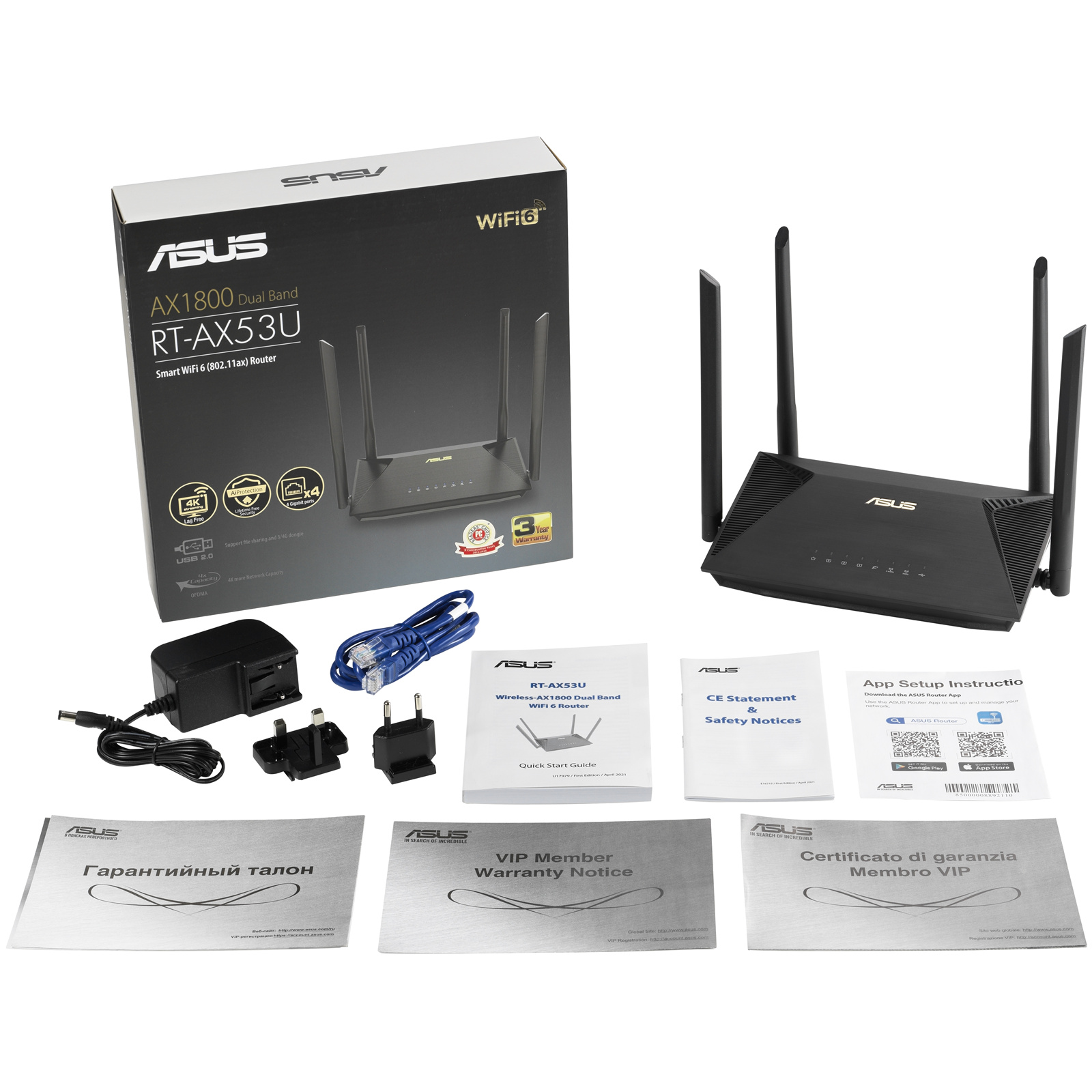 Buy the ASUS WiFi 6 Dual ( Band RT-AX53U Router... RT Extendable (AX1800) online AX -AX53U )
