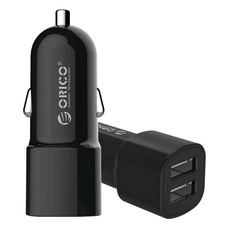 2 port USB car charger 12V / 24V 3.4A max 17W with Intelligent IC - White