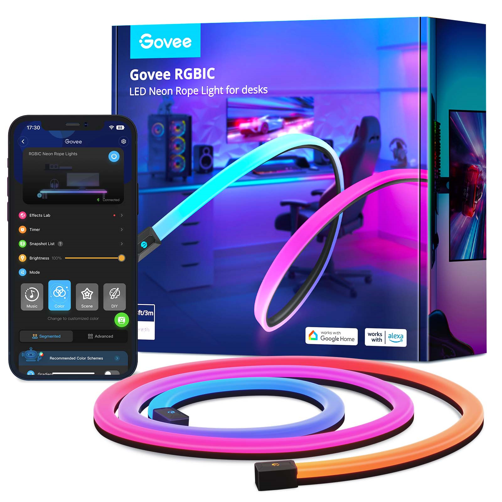 Buy the Govee RGBIC LED Neon Rope Lights for Desks Take your