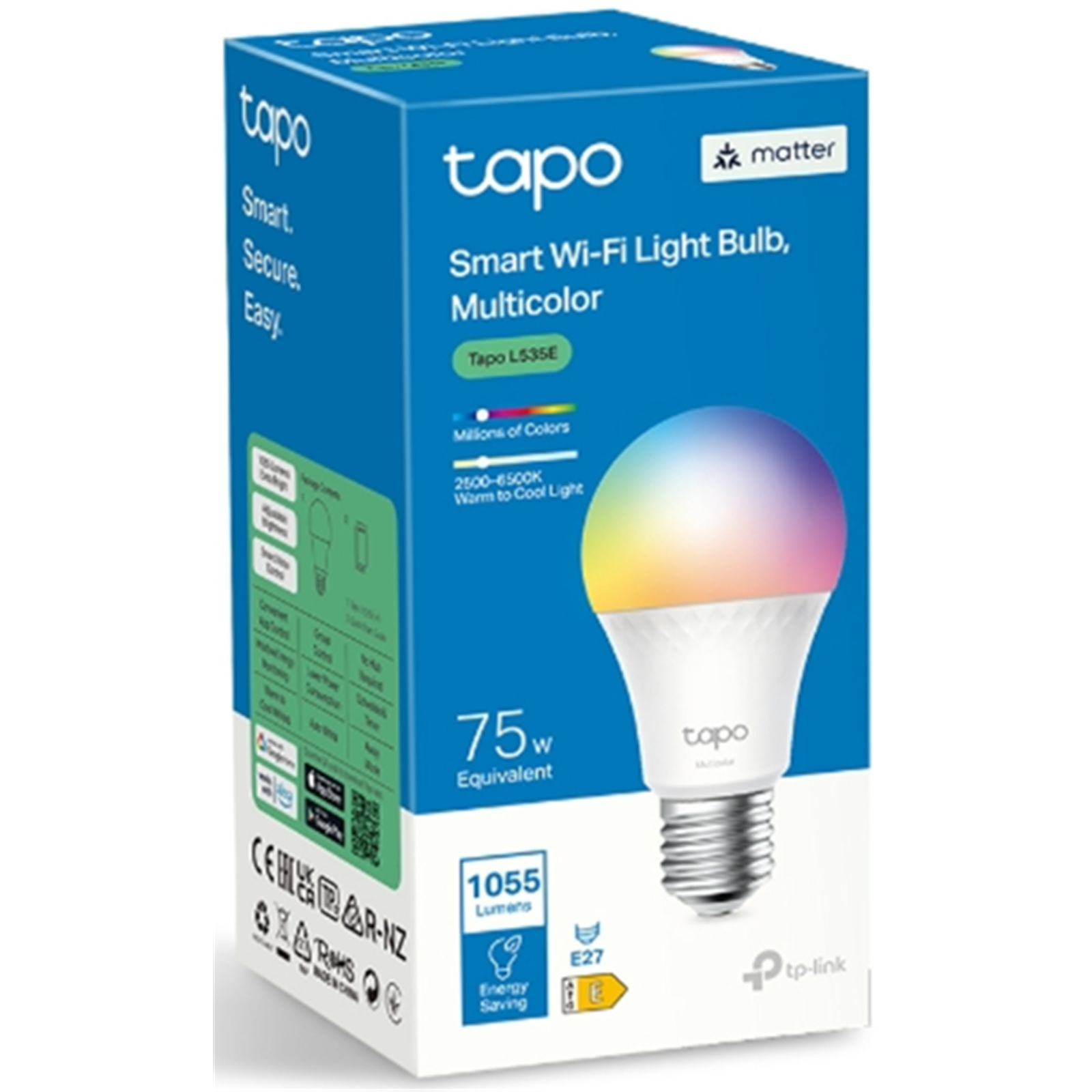 Buy the TP-Link Tapo L535E Smart Wi-Fi RGB LED Bulb, E27, 1055