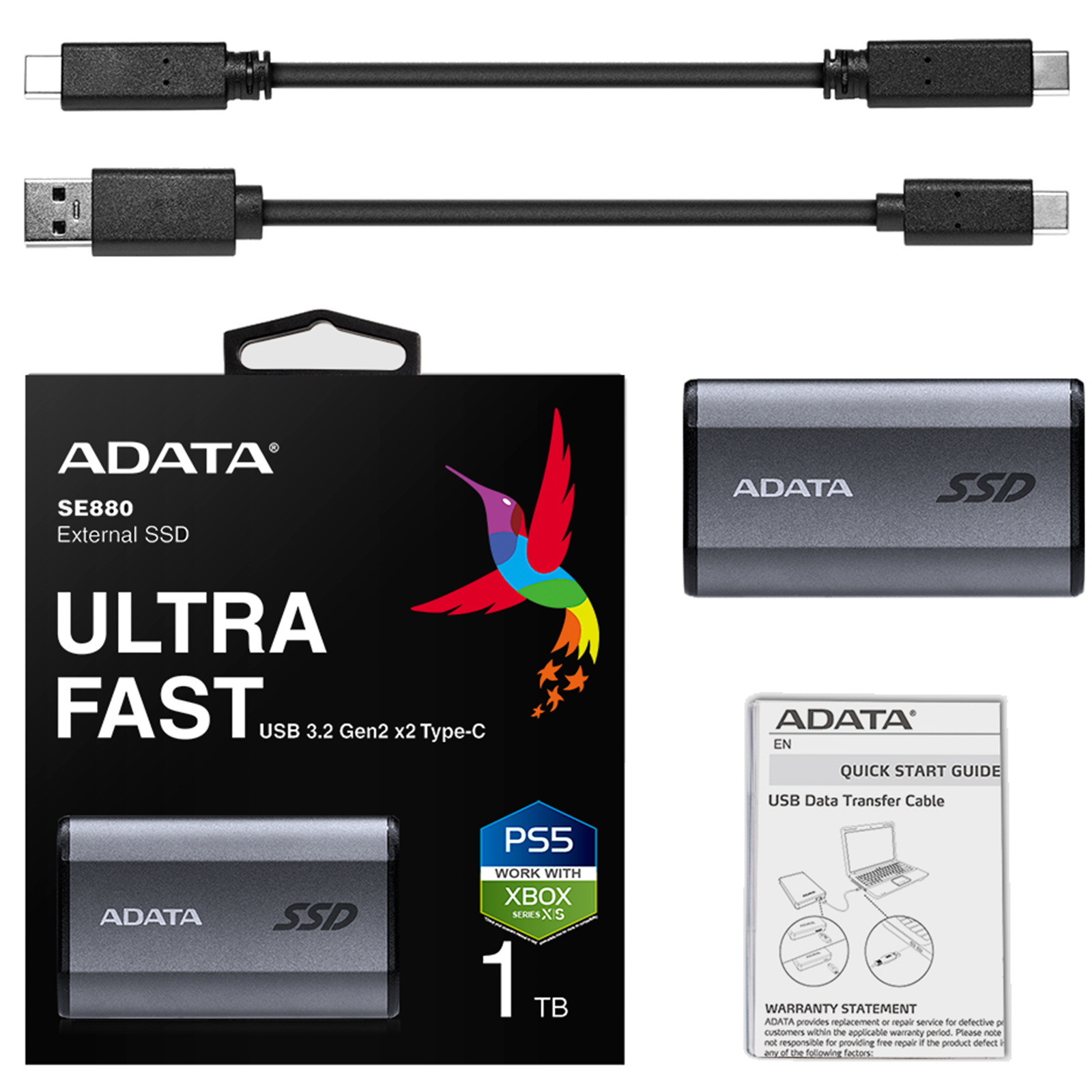 Buy the ADATA SE880 1TB USB-C Rugged Portable SSD - 2000Mb/s