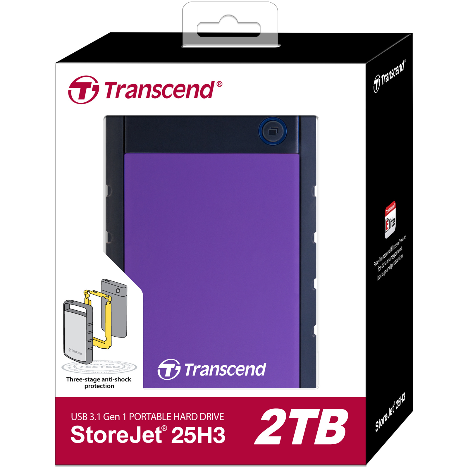 Buy the Transcend StoreJet 25H3 2TB Portable External HDD - Purple