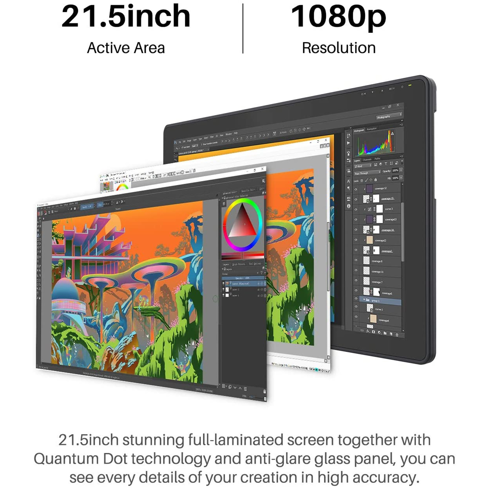 Buy the Huion Kamvas 22 Plus Pen Display Full-Laminated QD LCD