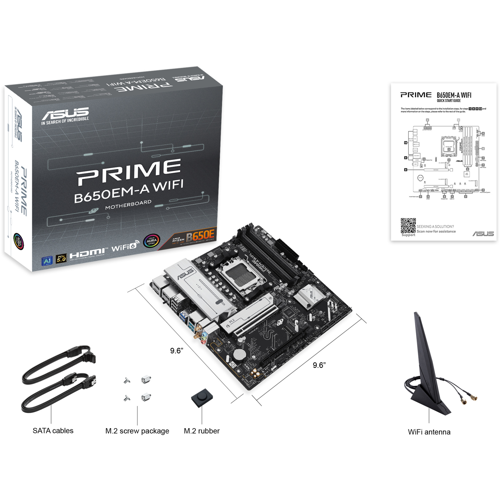 Buy the ASUS PRIME B650EM-A WIFI mATX Motherboard For AMD Ryzen