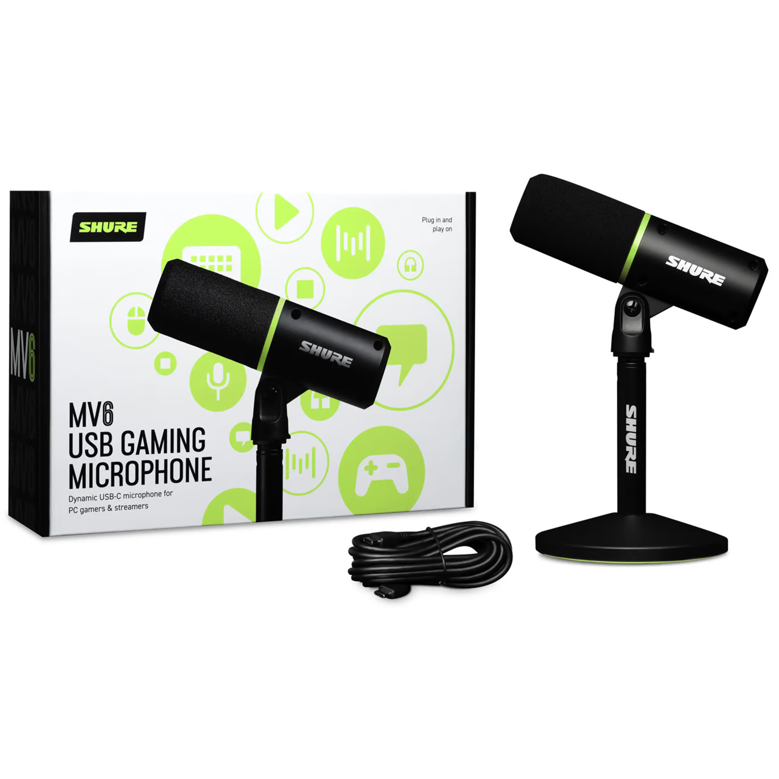 Buy the Shure MV6 Gaming Microphone, Dynamic USB-C Mic for laptops