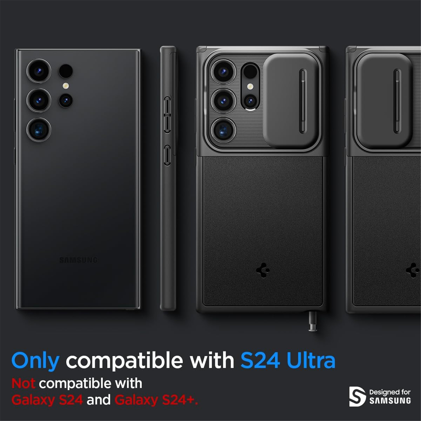 Buy the Spigen Galaxy S24 Ultra 5G Optik Armor Phone Case - Black