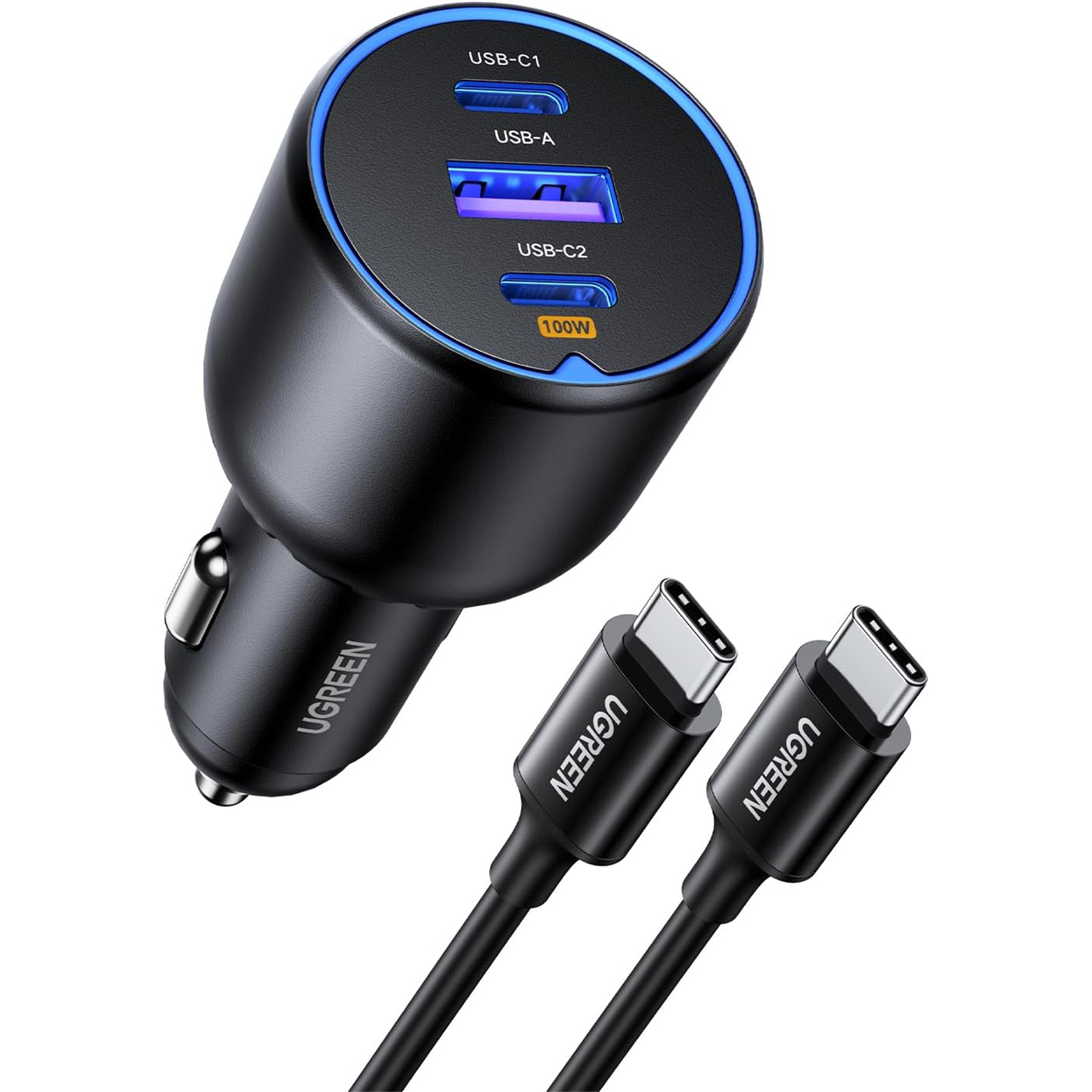 Buy the UGREEN 130W 3 Port Car Charger with 100W Cable 1m - 2x USB-C &  USB-A... ( UG-55511 ) online