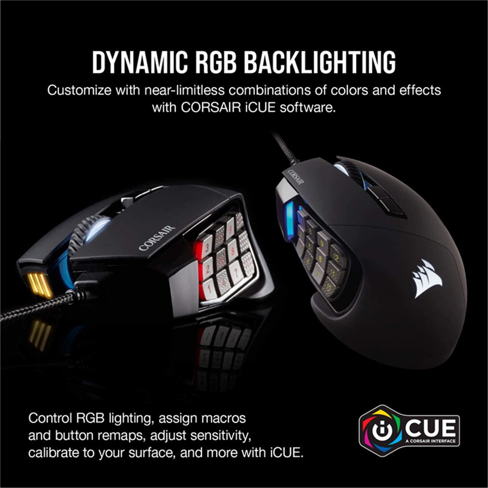  Corsair SCIMITAR RGB ELITE Gaming Mouse For MOBA, MMO - 18,000  DPI - 17 Progammable Buttons - iCUE Compatible - Black : Everything Else