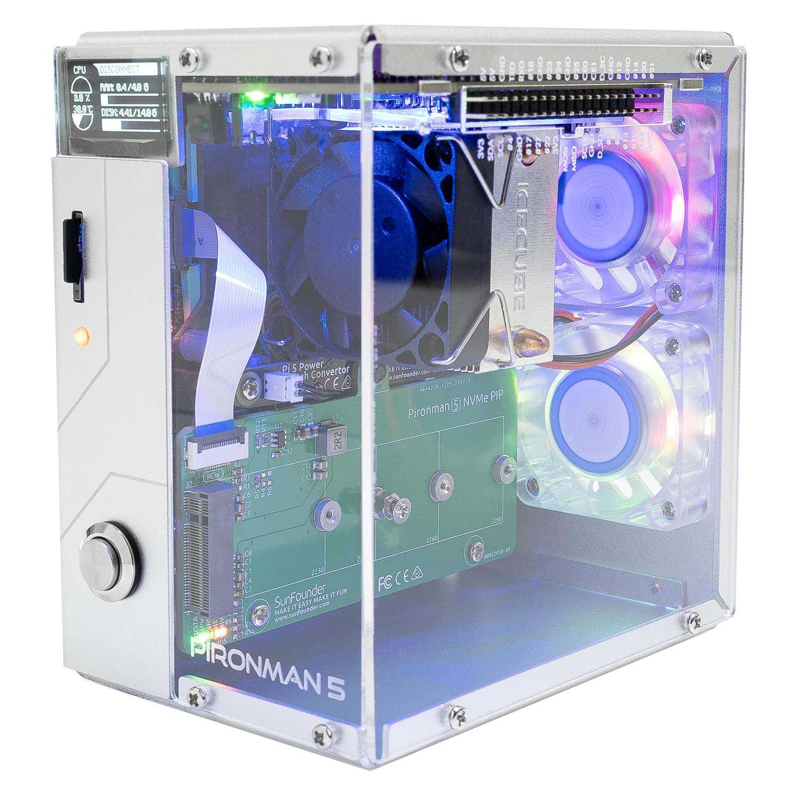 Buy the Raspberry Pi Pironman 5 NVMe M.2 SSD PCIe Mini PC Case for