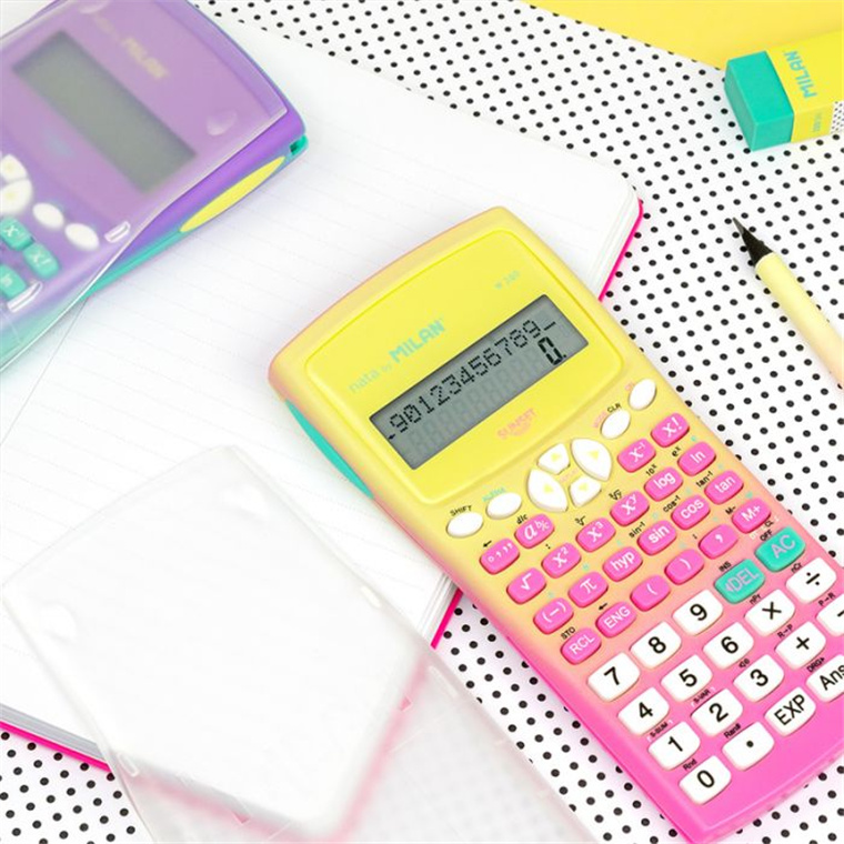 Buy the Milan Scientific Calculator Sunset Pink Yellow ( 159110SNPBL )  online - PBTech.com/pacific