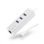Alogic Vrova Plus VPLUC3AGE USB-C to Gigabit Ethernet Adapter (Driverless/Plug & Play) & 3x USB 3.0 - Silver Aluminium