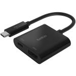 Belkin AVC002BTBK USB-C to HDMI Adapter + Charge (Supports 4K UHD Video, Passthrough Power up to 60W for Connected Devices) MacBook Pro HDMI Adapter