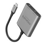 Promate MEDIALINK-H2 4K USB-C Connector to Dual HDMI Adapter. Compatible with All USB-C Output Devices Including Win, iOS, & Android. Easy Plug & Play. Grey
