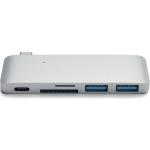 SATECHI Type-C Pass-Through USB Hub with USB-C for Mac and IPad Pro Charging Port, 2 X USB 3.0, SD/Micro SD Card Reader
