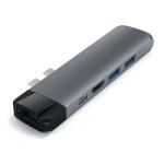 SATECHI Aluminium Pro Power Delivery Hub with Ethernet for USB-C - Space Gray MacBook Pro with Thunderbolt 3 - 1x 4K HDMI - 2x USB - 1x Ethernet - 1x Micro SD Card Reader - 1x USB-C 87W Power Delivery