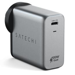 SATECHI USB-C Charger 100W Single Port  USB-C PD GaN Wall Charger for Macbook  iPad Pro, Windows Laptop - (Silver)