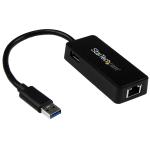 StarTech.com USB31000SPTB USB 3.0 to Gigabit Ethernet Adapter NIC w/ USB Port - Black