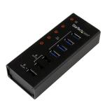 StarTech.com 4 Port Powered USB 3.0 Hub with 3 Dedicated USB Charging Ports (2x 1A & 1x 2A) Wall Mountable Metal Enclosure